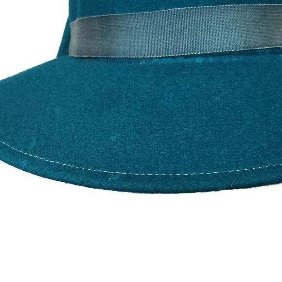 𝅺VTG 50s Peachfeld Wool Turquoise Feather Fedora - Picture 6 of 8